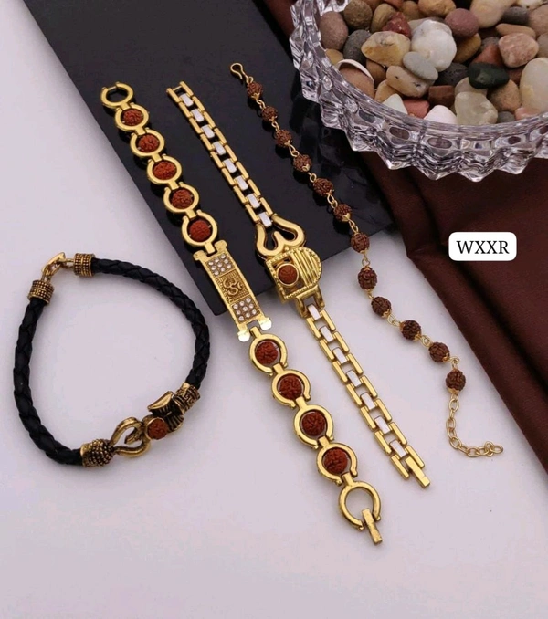 Kanaf ๐๏ธ KANAF Rudraksha Shiv Bracelet 4-Piece Combo Set ๐๏ธ