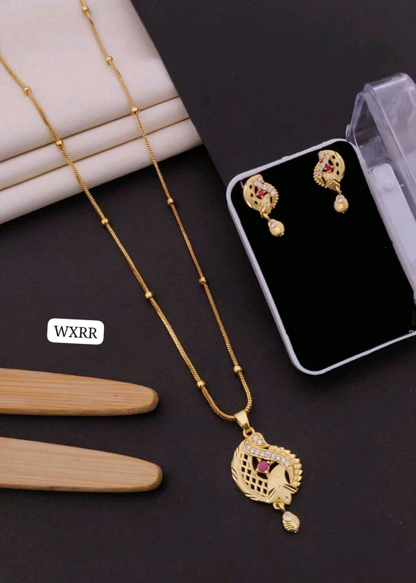 Kanaf 💫 KANAF Fancy AD Pendant Set with Fancy Chain | 1 Gram Forming Gold Plated | 18" Chain Length | Daily Wear Jewellery