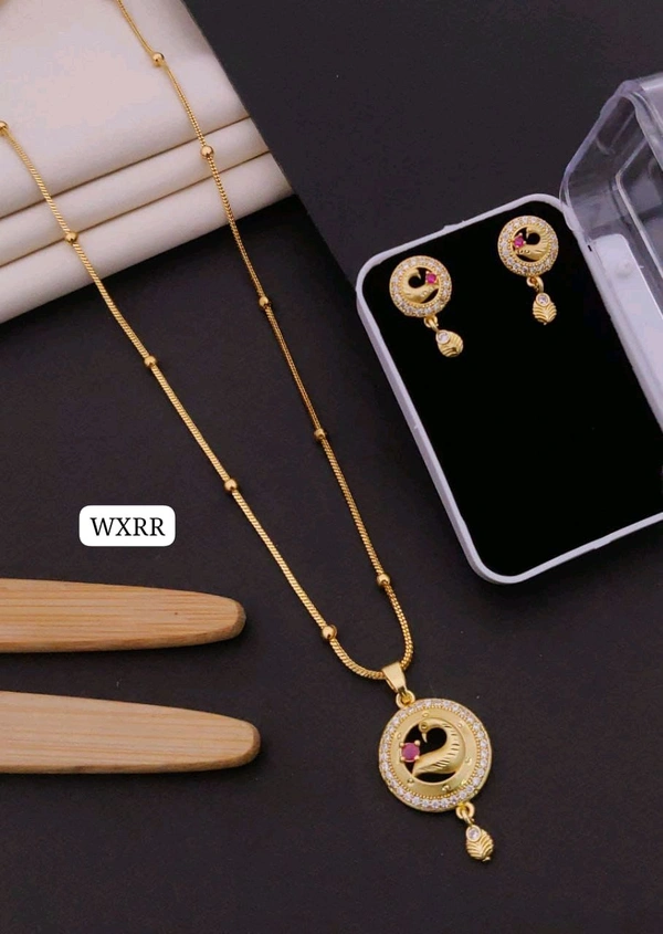 Kanaf 💫 KANAF Fancy AD Pendant Set with Fancy Chain | 1 Gram Forming Gold Plated | 18" Chain Length | Daily Wear Jewellery