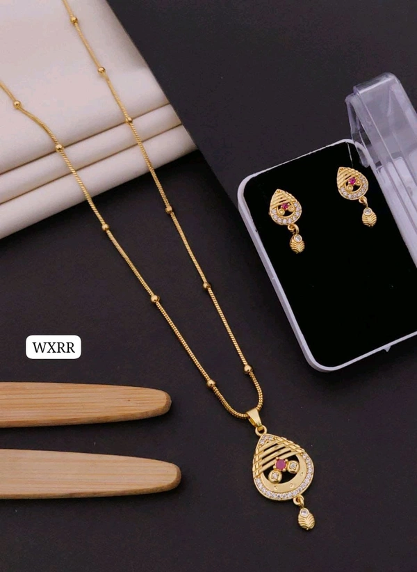 Kanaf 💫 KANAF Fancy AD Pendant Set with Fancy Chain | 1 Gram Forming Gold Plated | 18" Chain | Daily Wear Jewellery