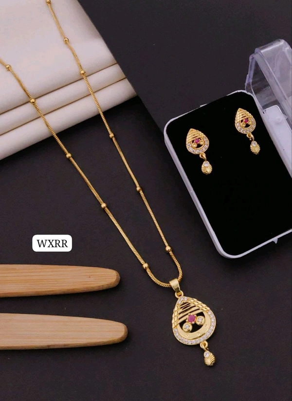 Kanaf 💫 KANAF Fancy AD Pendant Set with Fancy Chain | 1 Gram Forming Gold Plated | 18" Chain | Daily Wear Jewellery