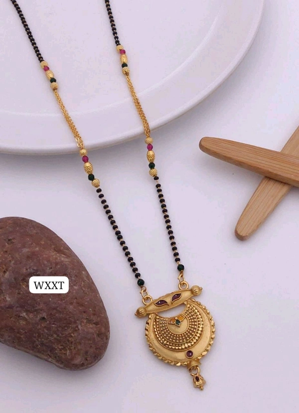 Kanaf KANAF Fancy 1 Gram Forming Mangalsutra | MS Brass Direct Forming Gold Plated | 18" Traditional Daily Wear Design