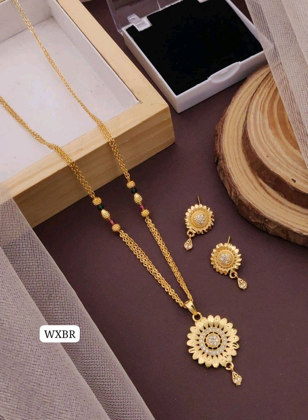 Kanaf 💫 KANAF Fancy AD Forming Pendant Tops Set | 3-Line Fancy Satari CNC Chain 18” | Micro Gold Plating | Daily Wear