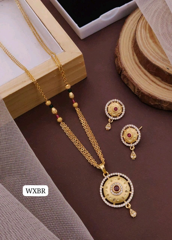 Kanaf ๐ซ KANAF Fancy AD Forming Pendant Tops Set | 3-Line Fancy Satari CNC Chain 18โ | Micro Gold Plating | Daily Wear