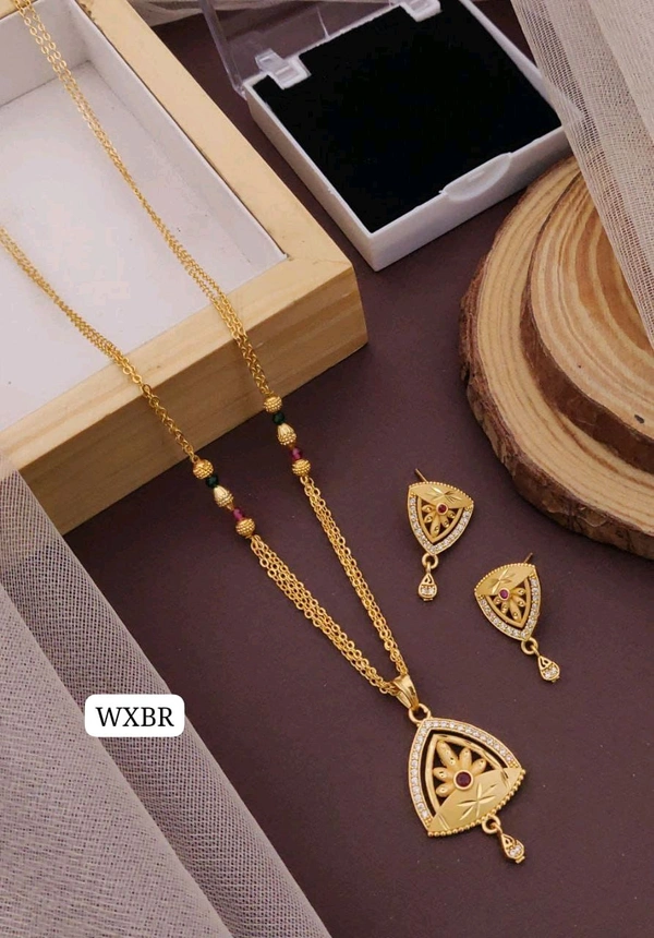 Kanaf 💫 KANAF Fancy AD Forming Pendant Tops Set | 3-Line Fancy Satari CNC Chain 18” | Micro Gold Plating | Daily Wear