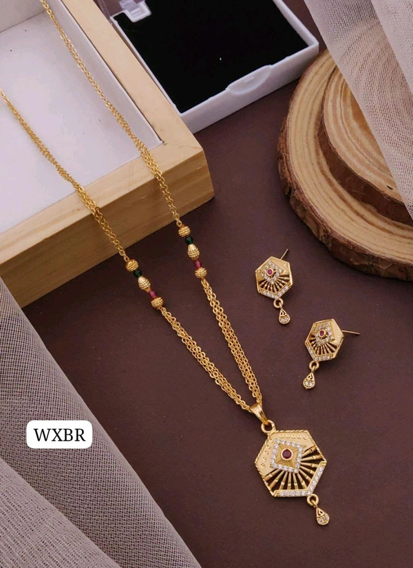 Kanaf ๐ซ KANAF Fancy AD Forming Pendant Tops Set | 3-Line Fancy Satari CNC Chain 18โ | Micro Gold Plating | Daily Wear