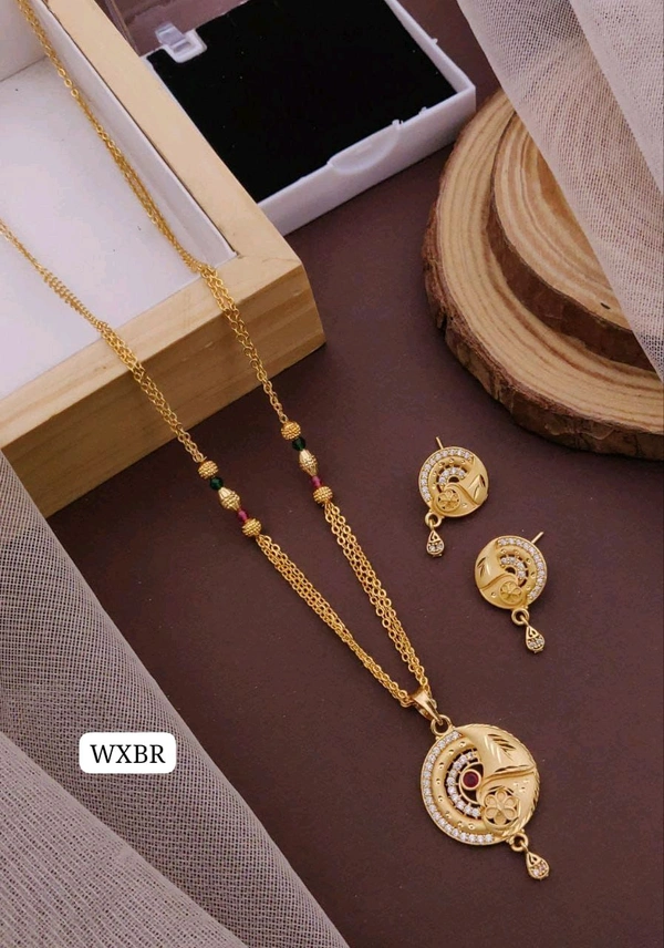 Kanaf ๐ซ KANAF Fancy AD Forming Pendant Tops Set | 3-Line Fancy Satari CNC Chain 18โ | Micro Gold Plating | Daily Wear