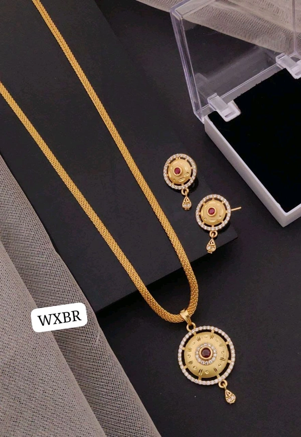 Kanaf ๐ซ KANAF AD Pendant Set | Elegant Round Ruby Design with 18โ Gope Chain | Micro Gold Plating | Daily Wear
