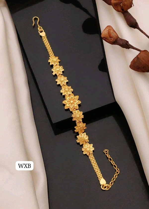 Kanaf 💫 KANAF Fancy Ladies Bracelet | Floral Design | Brass | Micro Gold Plating | Daily Wear | Adjustable Size