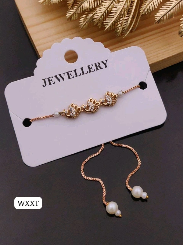 Kanaf 💫 KANAF Fancy AD Rose Gold Imported Bracelet | Micro Gold Plating | Daily Wear | Adjustable Size