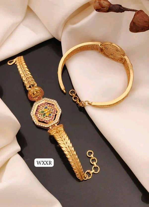Kanaf 💫 KANAF AD Vacuum Fancy Kada Bracelet | Heavy Gold Look | Micro Gold Plating | Daily Wear