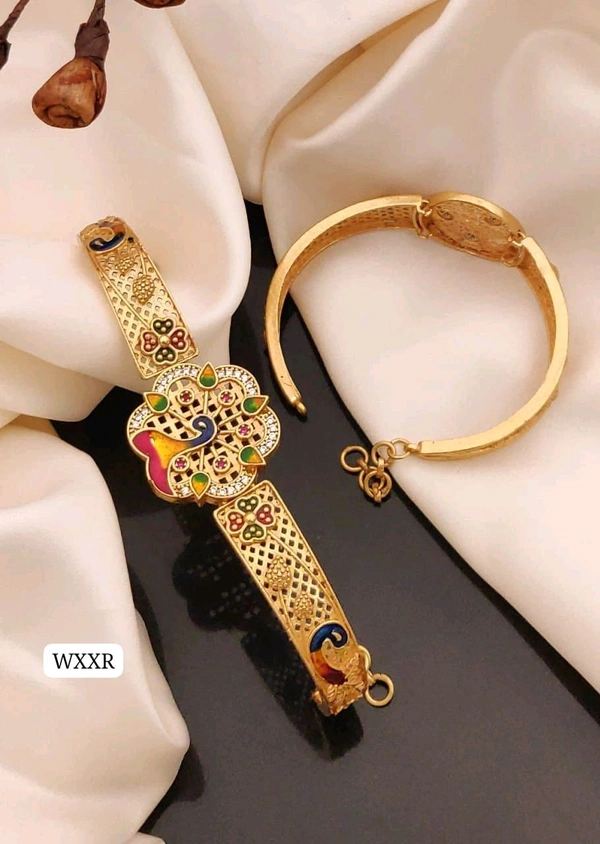 Kanaf 💫 KANAF AD Vacuum Fancy Kada Bracelet | Heavy Gold Look | Multi-Color Meenakari Design | Daily Wear