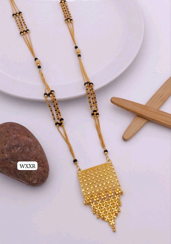 Kanaf π« KANAF Fancy Pinjra Kharap Chain Mangalpot | 3-Line 36β | Brass Micro Gold Plating | Elegant Daily Wear Jewellery