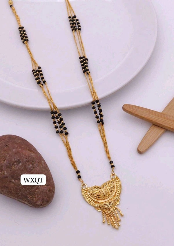 Kanaf ๐ซ KANAF Fancy 5ร5 Crystal Mangalpot | 3-Line 36โ | Brass Micro Gold Plating | Traditional Daily Wear Necklace