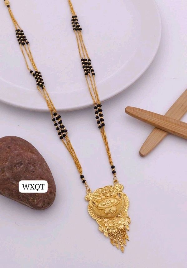 Kanaf ๐ซ KANAF Fancy 5ร5 Crystal Mangalpot | 3-Line 36โ | Brass Micro Gold Plating | Elegant Traditional Daily Wear Necklace