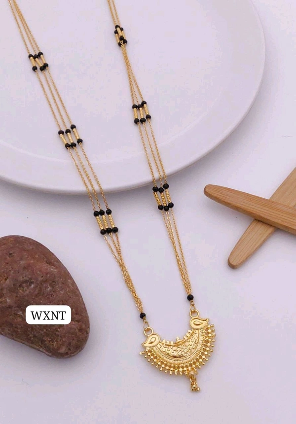 π« KANAF Fancy CNC Pip Satari Mangalpot | 3-Line 36β | Brass Micro Gold Plating | Elegant Daily Wear Traditional Necklace