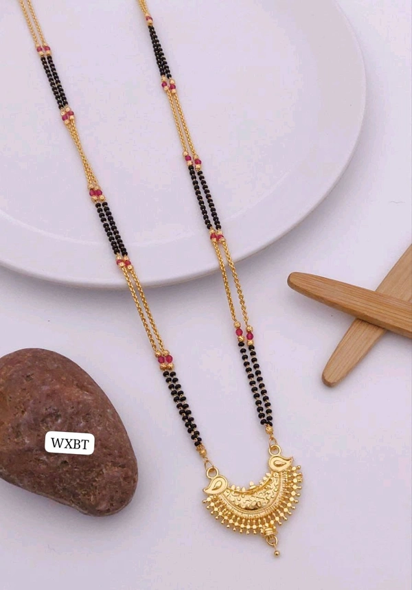 π«Β KANAF Fancy Hydro Crystal Methi Kiriya Mangalpot | 2-Line 36β | Brass Micro Gold Plating | Elegant Daily Wear Necklace with Fancy MS Pendant / Fancy Vati Design