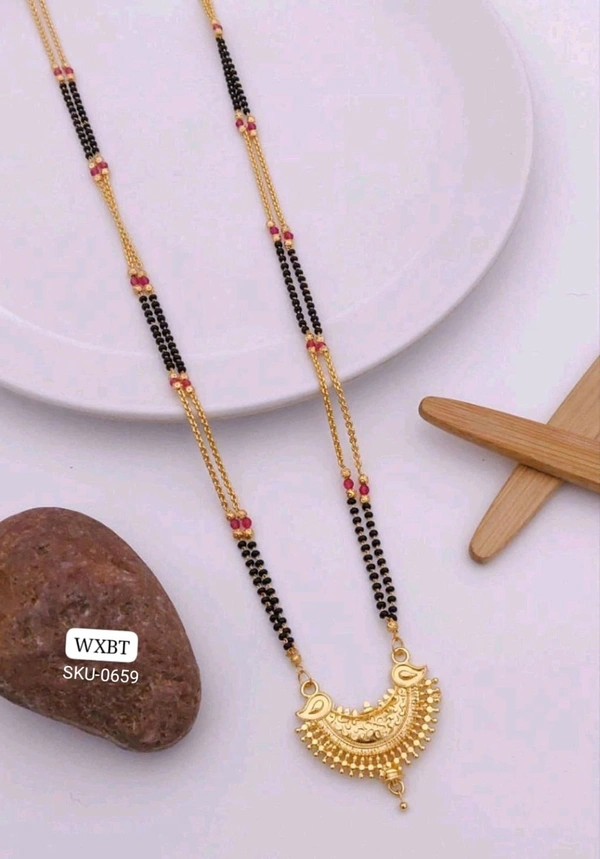 π«Β KANAF Fancy Hydro Crystal Methi Kiriya Mangalpot | 2-Line 36β | Brass Micro Gold Plating | Elegant Daily Wear Necklace with Fancy MS Pendant / Fancy Vati Design