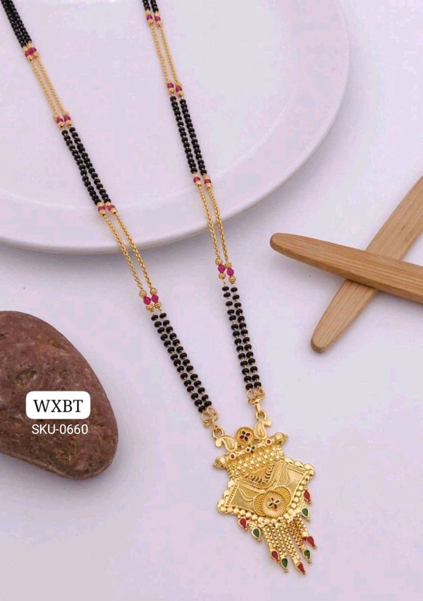 π«Β KANAF Fancy Hydro Crystal Methi Kiriya Mangalpot | 2-Line 36β | Brass Micro Gold Plating | Elegant Daily Wear Necklace with Fancy MS Pendant / Fancy Vati Design