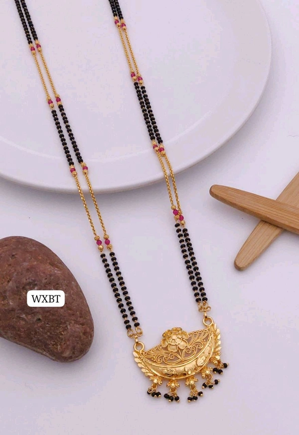 π« KANAF Fancy Hydro Crystal Methi Kiriya Mangalpot | 2-Line 36β | Brass Micro Gold Plating | Daily Wear Traditional Necklace with Fancy MS Pendant / Fancy Vati Design