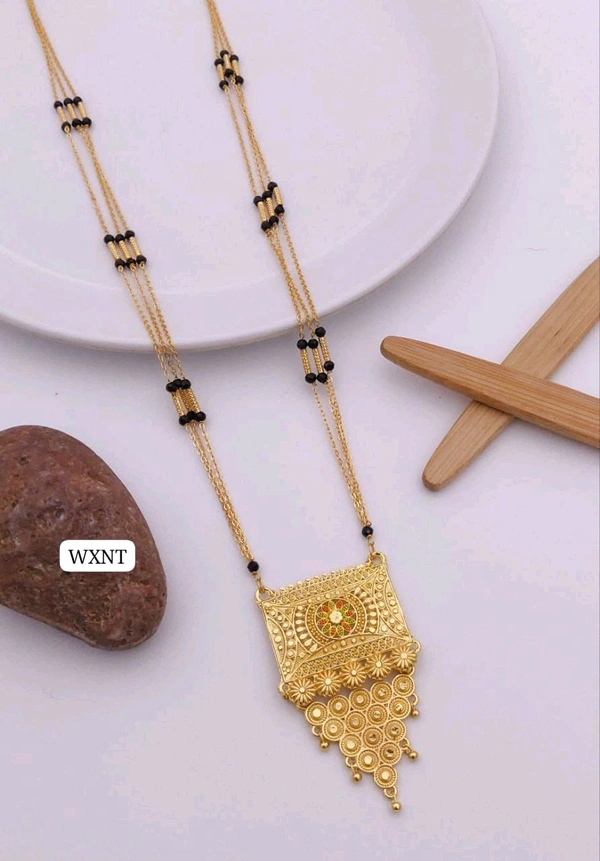 π« KANAF Fancy Hydro Crystal Methi Kiriya Mangalpot | 2-Line 36β | Brass Micro Gold Plating | Traditional Daily Wear Necklace with Fancy MS Pendant / Fancy Vati Design