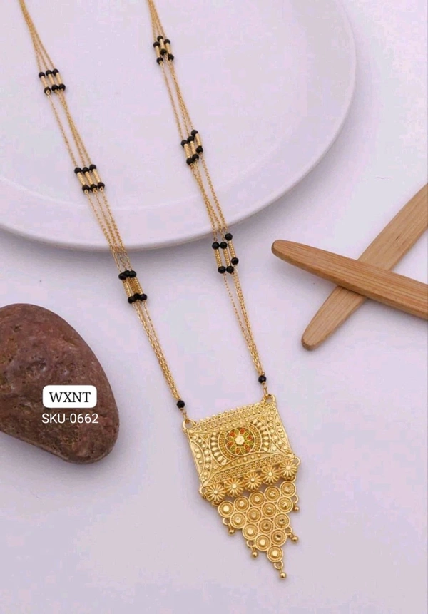 π« KANAF Fancy Hydro Crystal Methi Kiriya Mangalpot | 2-Line 36β | Brass Micro Gold Plating | Traditional Daily Wear Necklace with Fancy MS Pendant / Fancy Vati Design