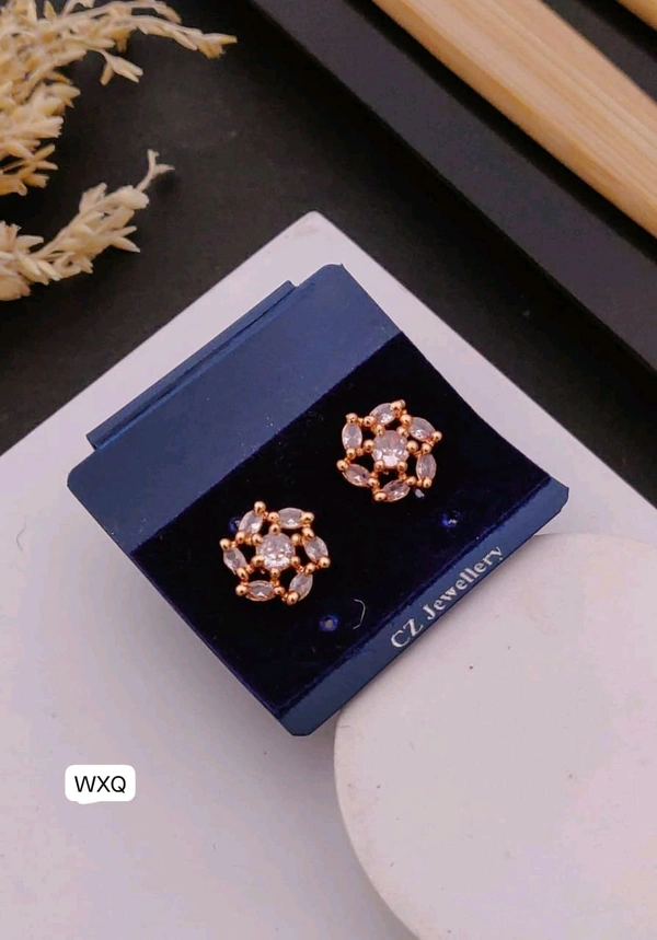 Kanaf ✨ KANAF CZ Gold AD Flower Stud Earrings | Elegant Floral Design | Daily & Party Wear Jewellery for Women and Girls