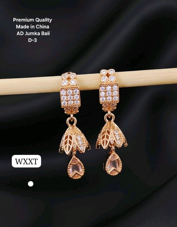 Kanaf ✨ KANAF Premium Quality AD Jumka Bali Earrings | Designer Drop Earrings | Imported Shine Finish | Made in China (D-3)