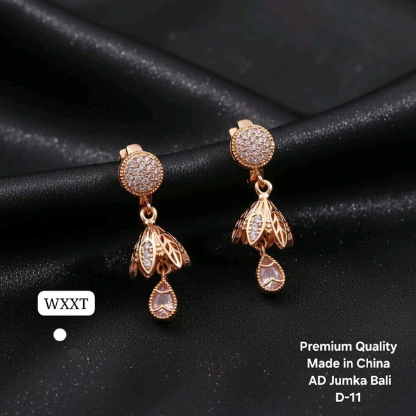 Kanaf ✨ KANAF Premium Quality AD Jumka Bali Earrings | Round Top Designer Drop Earrings | Imported Shine Finish | Made in China (D-11)