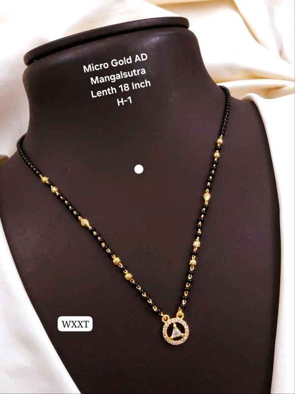 Kanaf π« KANAF Micro Gold AD Mangalsutra | Elegant Circular Pendant Design | 18 Inch | Daily Wear Traditional Jewellery | Model β H-1