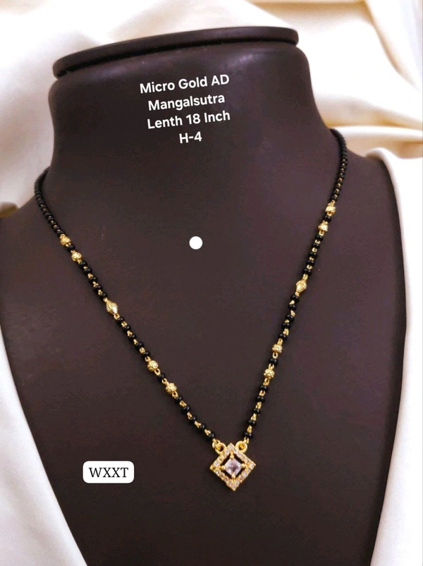 Kanaf ๐ซ KANAF Micro Gold AD Mangalsutra | Square Pendant with AD Stone | 18 Inch Traditional Daily Wear Chain | Model โ H-4