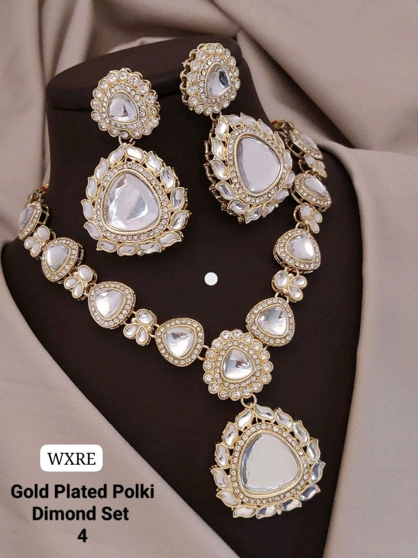 Kanaf π KANAF Gold Plated Polki Diamond Necklace Set | Bridal Kundan Jewellery | Premium Wedding & Party Wear | Model β 4