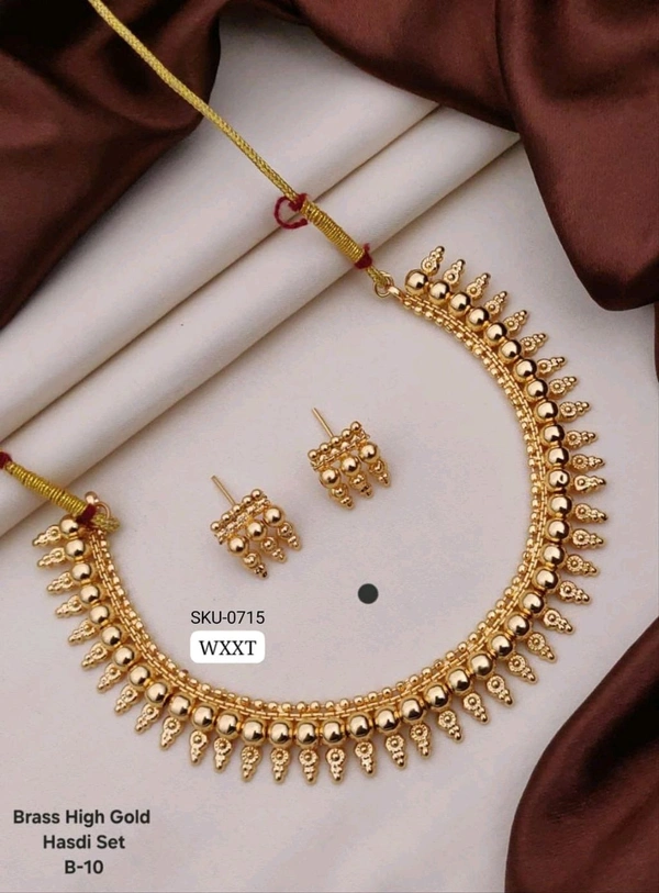 Kanaf ๐ KANAF Brass High Gold Hasdi Necklace Set | Traditional South Indian Design | Premium Bridal & Festive Wear | Model โ B-10