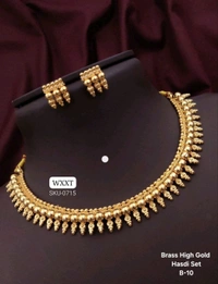 Kanaf ๐ KANAF Brass High Gold Hasdi Necklace Set | Traditional South Indian Design | Premium Bridal & Festive Wear | Model โ B-10