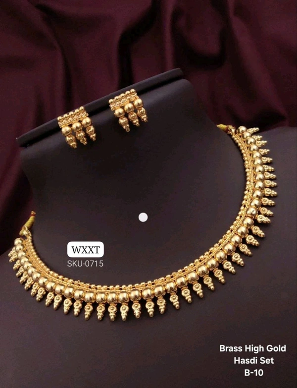 Kanaf ๐ KANAF Brass High Gold Hasdi Necklace Set | Traditional South Indian Design | Premium Bridal & Festive Wear | Model โ B-10