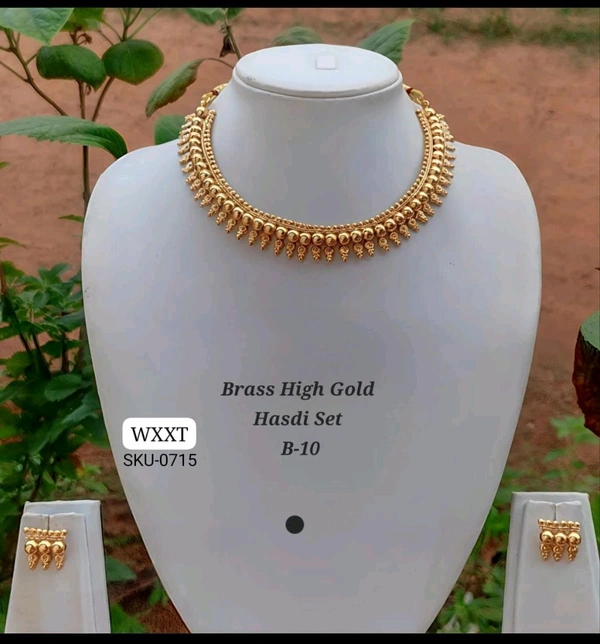 Kanaf ๐ KANAF Brass High Gold Hasdi Necklace Set | Traditional South Indian Design | Premium Bridal & Festive Wear | Model โ B-10