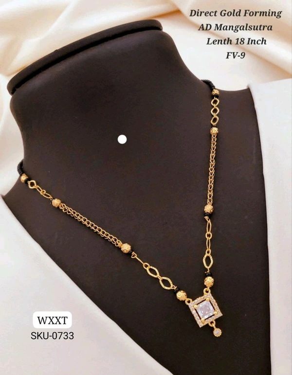 π KANAF Direct Gold Forming AD Mangalsutra | Square Pendant Design | Length 18 Inch | Model β FV-9