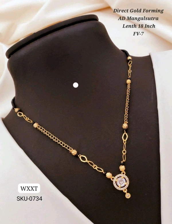 π KANAF Direct Gold Forming AD Mangalsutra | Round Pendant Design | Length 18 Inch | Model β FV-7