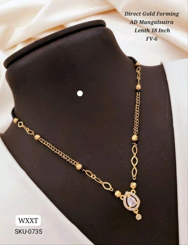 π KANAF Direct Gold Forming AD Mangalsutra | Elegant Teardrop Pendant Design | 18 Inch | Model β FV-6