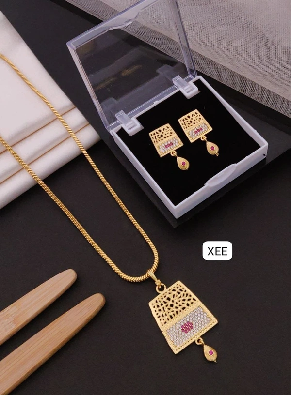 Kanaf 💫 KANAF CZ AD 1 Gram Forming Pendant Tops Set | Direct Gold Plating | Elegant Geometric Design | Daily Wear