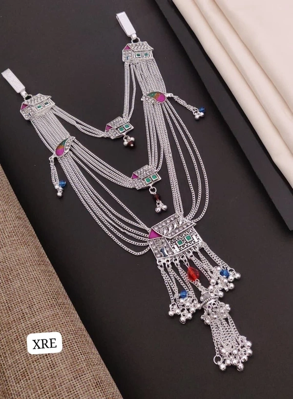 Kanaf π KANAF Fancy Silver Diamond Oxidised Kandora Waist Chain Belt π