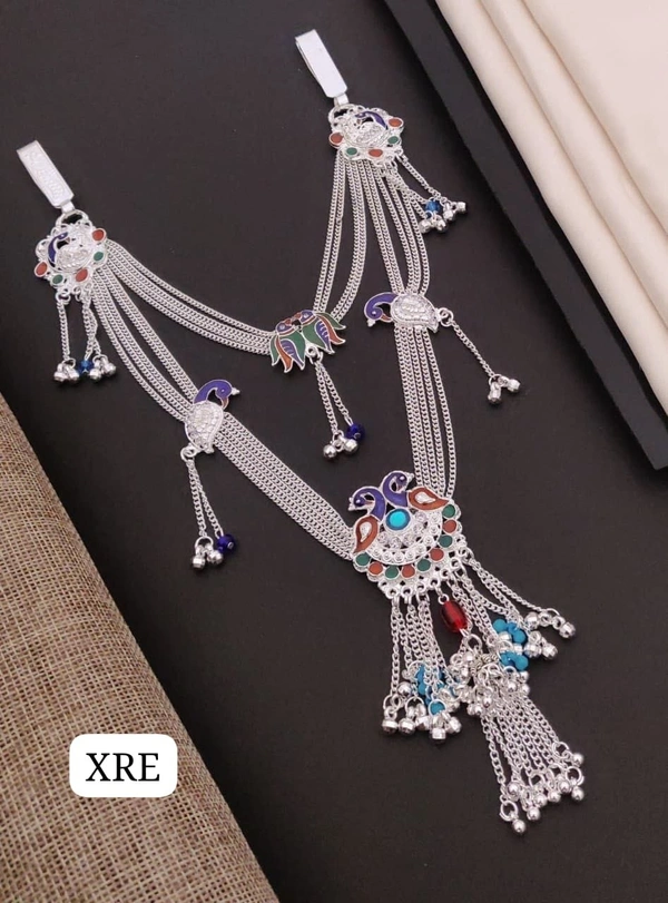 Kanaf ๐ซ KANAF Fancy Silver Diamond Oxodise Kandora | Traditional Waist Chain | Oxidised Finish | Party & Ethnic Wear | Adjustable Size