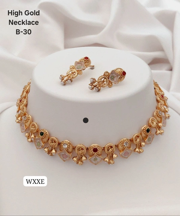 Kanaf ✨ KANAF High Gold Plated Necklace Set | Enamel Work Temple Design Choker Set | Model – B-30