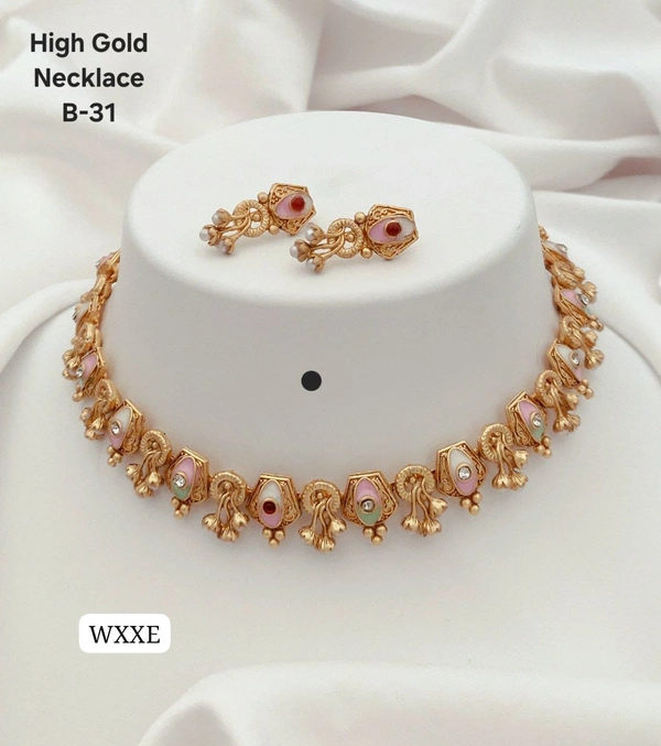 Kanaf π KANAF High Gold Plated Necklace Set | Elegant Meenakari Design with Stone Embellishments | Model β B-31