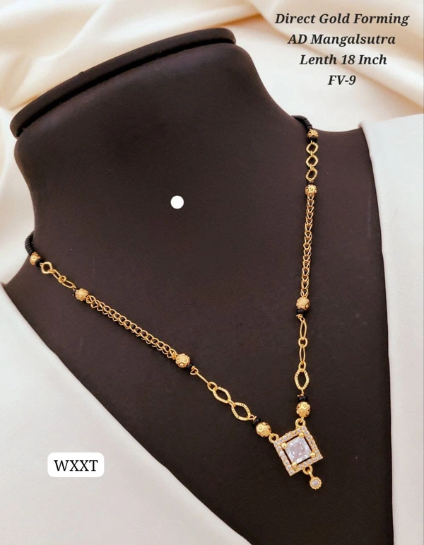 Kanaf π KANAF Direct Gold Forming AD Mangalsutra | Square Pendant Design | Length 18 Inch | Model β FV-9