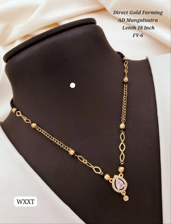 Kanaf π KANAF Direct Gold Forming AD Mangalsutra | Elegant Teardrop Pendant Design | 18 Inch | Model β FV-6