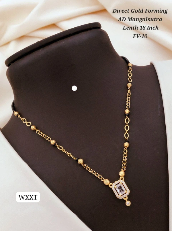 Kanaf ๐ KANAF Direct Gold Forming AD Mangalsutra | Star-Shaped Designer Pendant | 18 Inch | Model FV-3