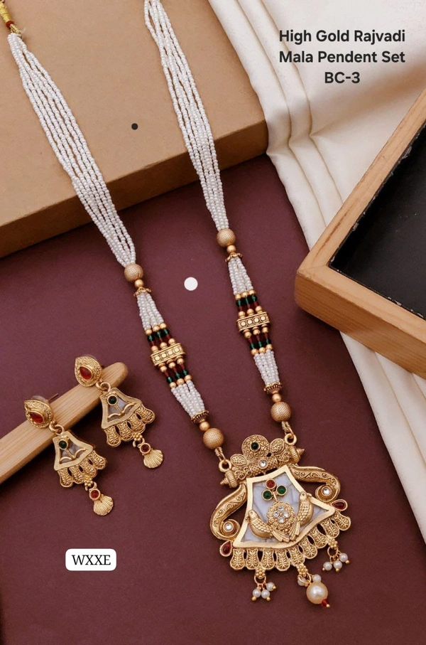 Kanaf 👑 KANAF High Gold Rajwadi Mala Pendant Set | Traditional Rajasthani Long Necklace Set | Model BC-3