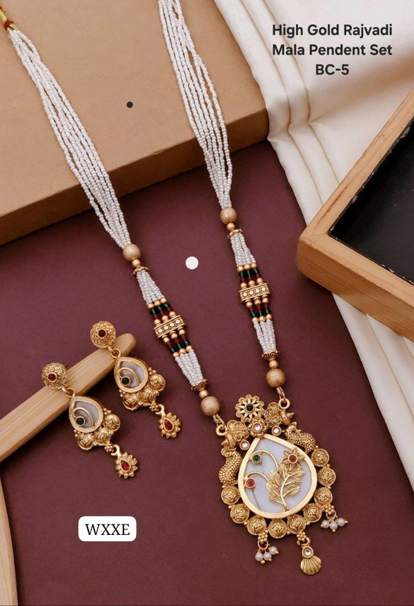 Kanaf 👑 KANAF High Gold Rajwadi Mala Pendant Set | Premium Traditional Long Necklace Set | Model BC-5