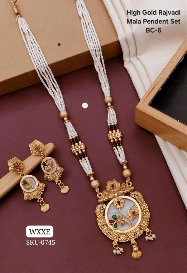 π **KANAF High Gold Rajwadi Mala Pendant Set | Traditional Long Necklace Set | Model BC